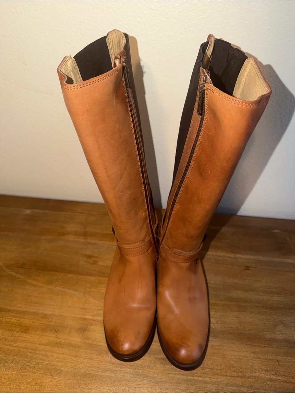 Frye Tall Leather Over-the-Knee Boots in Cognac
